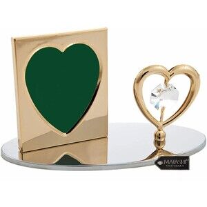 New Matashi 24K Gold Plated Picture Frame with Crystal Studded Heart Figurine